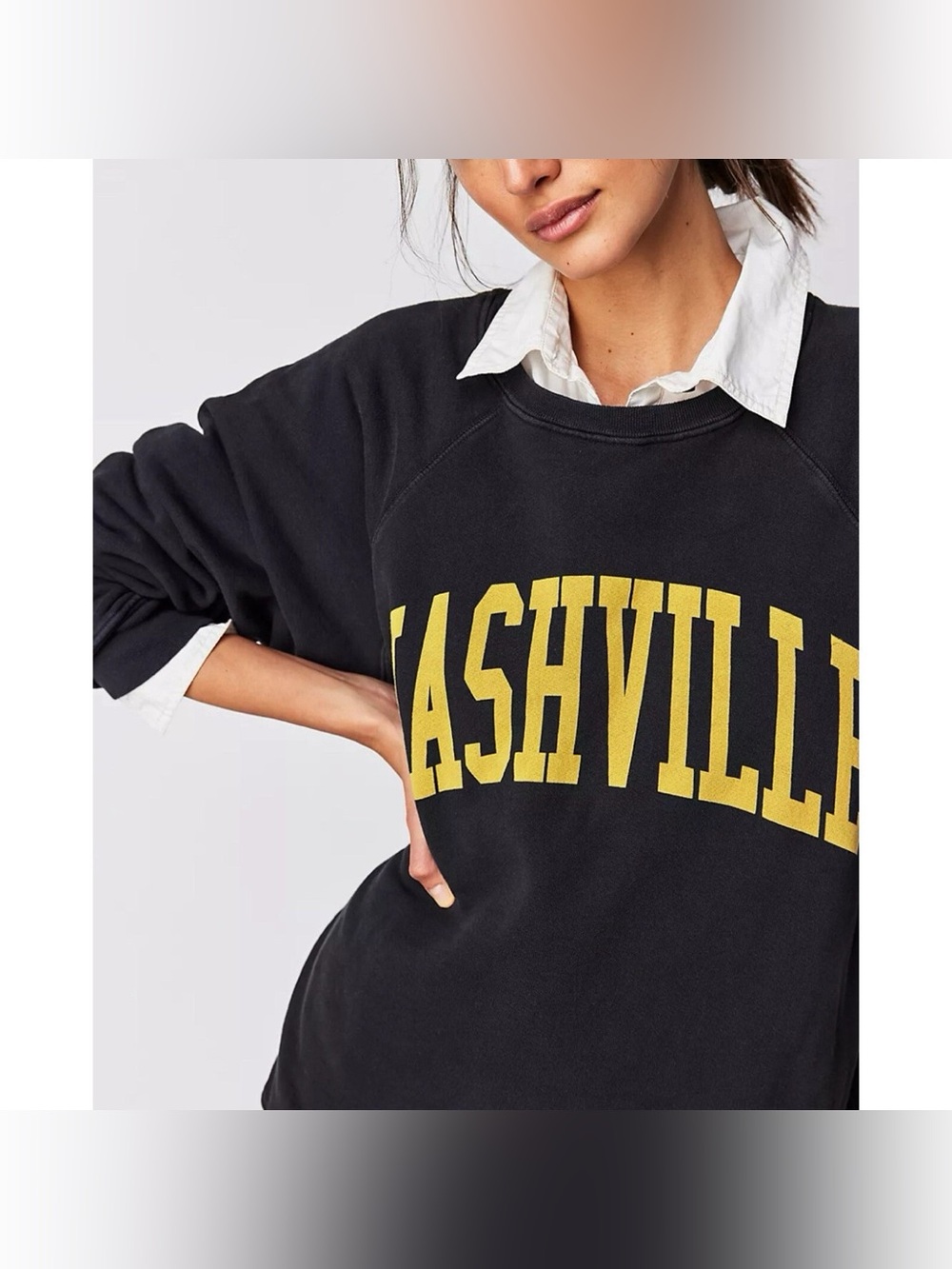 Original Retro Brand X Free People Black Crewneck Sweatshirt